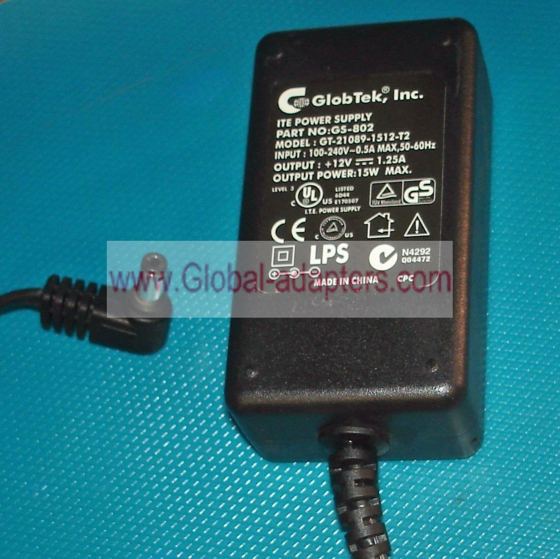 New GlobTek ITE GS-802 GT-21089-1512-T2 12V 1.25A 15W AC Power Adapter